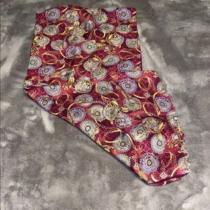 Saldarini Elegant Burgundy and Gold Scarf 100% Silk & Lining 100%Wool